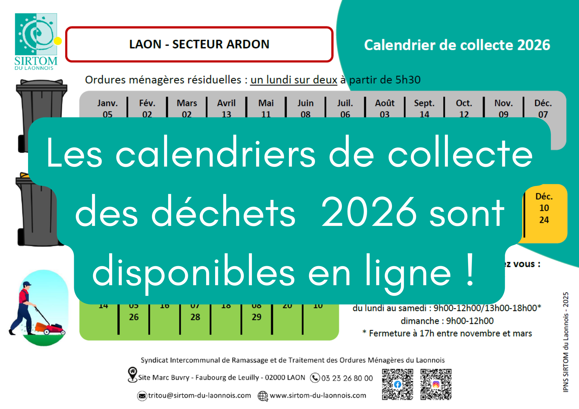 Calendriers de ramassage des déchets 2026
